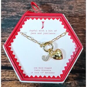 A New Day 14k Gold Dipped Cubic Zirconia Initial J Heart Necklace New Boxed